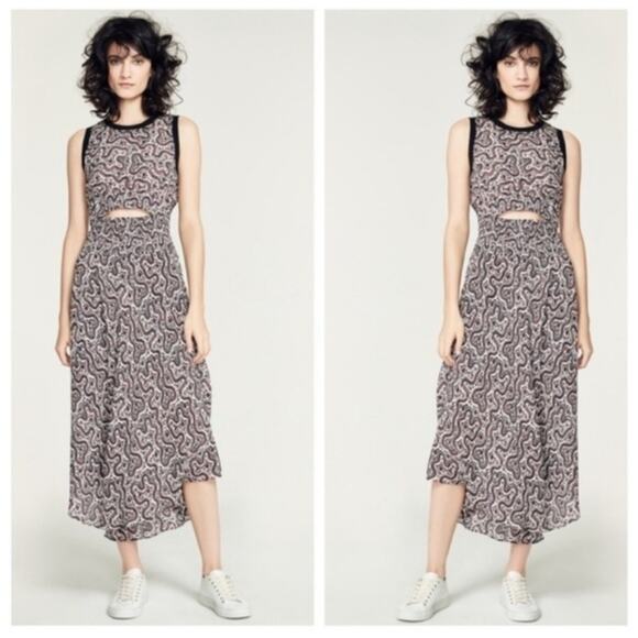 A.L.C. Sandra 100%‎ Silk Cutout Floral Patterned Midi Dress Size 2 - Picture 2 of 16